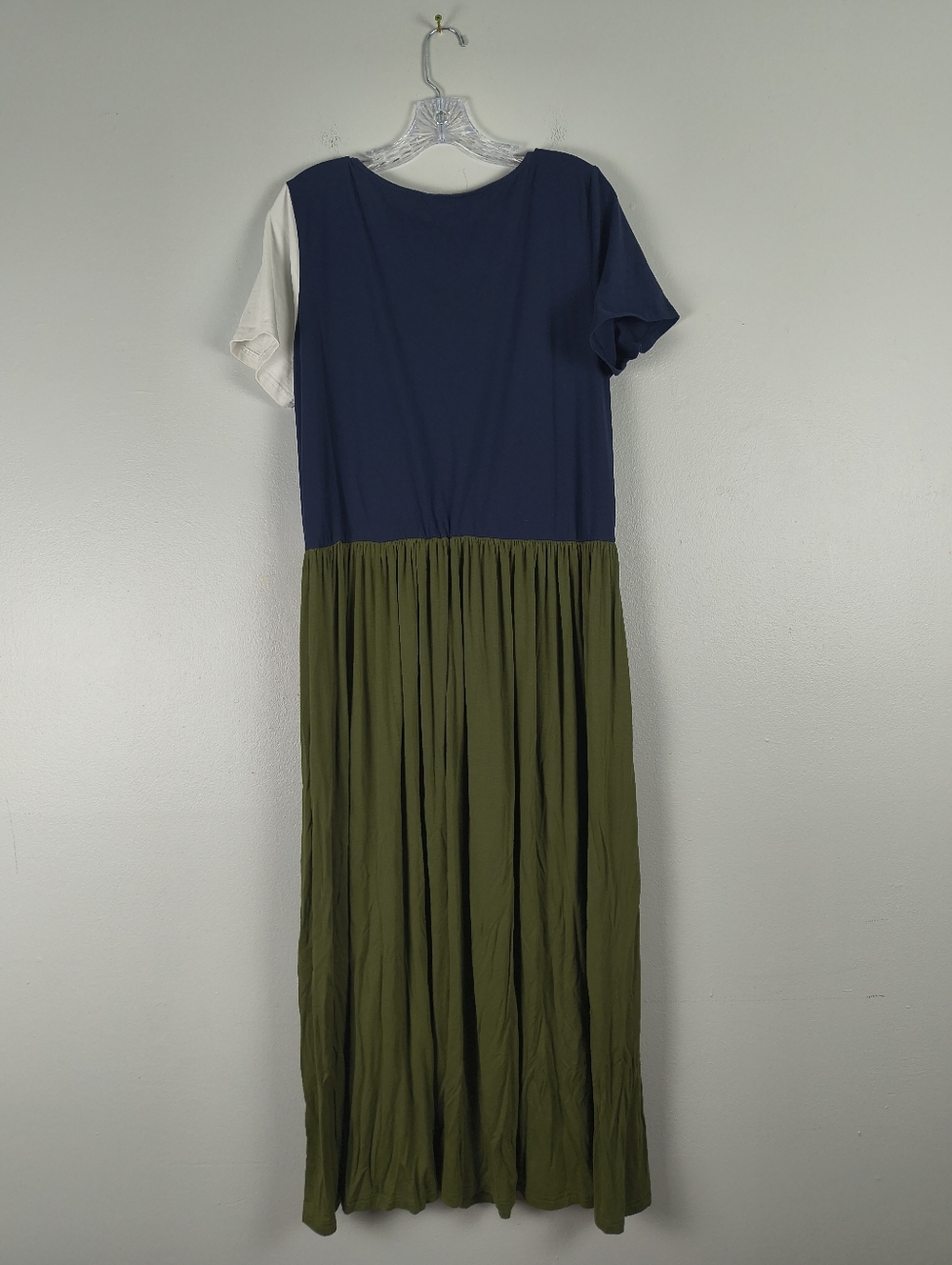 Floryday Green Blue White Color Block Flowy Stretch Casual‎ Boho Maxi Dress XL - Picture 6 of 9